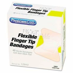 PhysiciansCare 12943 First Aid Fingertip Bandages, Box of 40