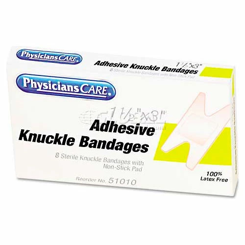 PhysiciansCare 51010 First Aid Fabric Knuckle Bandages, Box of 8