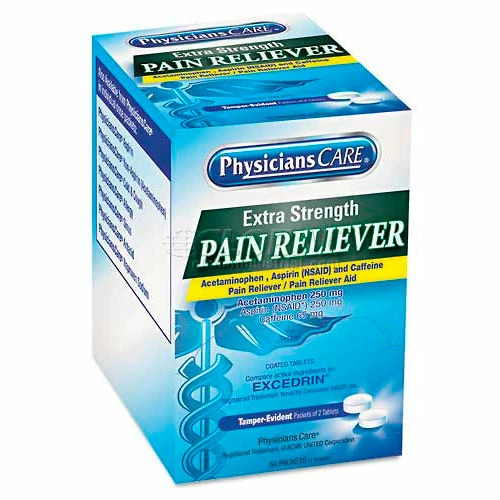 PhysiciansCare ACM90316 Extra-Strength Pain Reliever, 50 2-Packs/Box