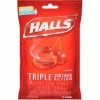 HALLS Triple Action Cough Drops, Cherry, 30/Bag