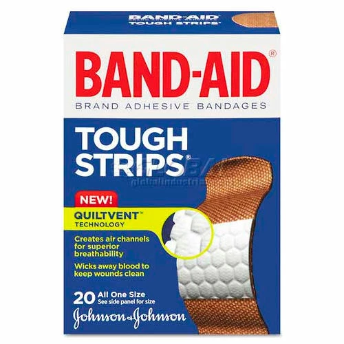 BAND-AID 4408 Flexible Fabric Adhesive Tough Strip Bandages, 1 x 3-1/4, 20/Box