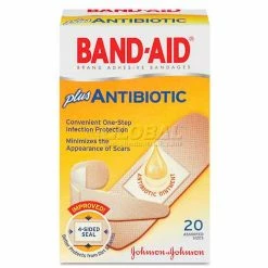 BAND-AID 5570 Antibiotic Adhesive Bandages, Assorted Sizes, 20/Box