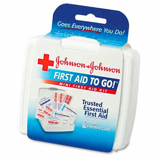 Johnson & Johnson Red Cross 8295 Mini First Aid To Go Kit, 12 Pieces, Plastic Case