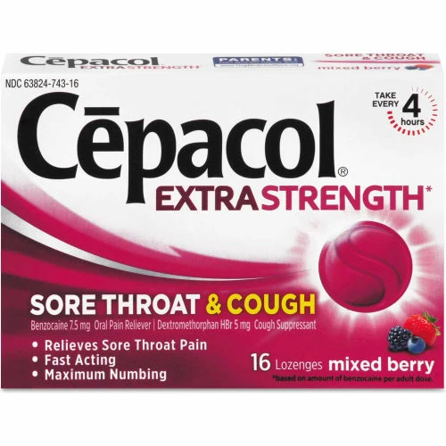 Cepacol® Sore Throat and Cough Lozenges, Mixed Berry, 16/Pack, 24 Packs/Carton - Image 2
