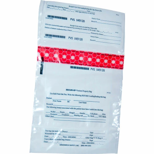 Greenwich Safety SECUR-ID, Patient Property Bag, 9" x 12", Small - Image 2