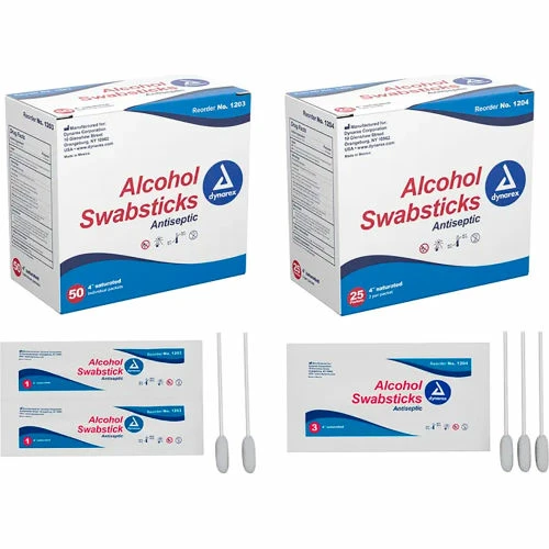 Dynarex Alcohol Swabsticks, NS 4", 250 Pcs