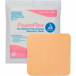 Dynarex FoamFlex™ Non Adhesive Waterproof Foam Dressing, 6"L x 6"W, 120 Pcs