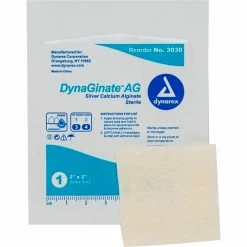 Dynarex DynaGinate™ AG Silver Calcium Alginate Dressing, 2"L x 2"W, 10 Pcs