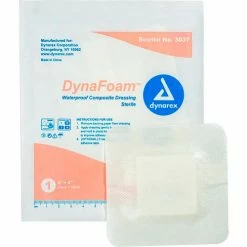 Dynarex DynaFoam™ Waterproof Bordered Foam Dressing, 4"L x 4"W, 120 Pcs