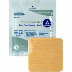 Dynarex Curafoam™ AG Silver Dressing, 4"L x 4"W, 10 Pcs