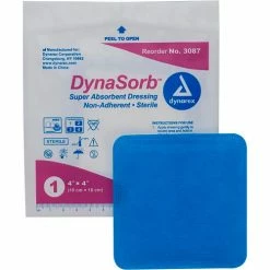 Dynarex DynaSorb™ Super Absorbent Dressings, Non Adherent, 4"L x 4"W, 120 Pcs