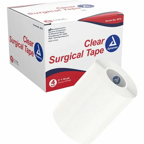 Dynarex Transparent Surgical Tape, 3"W x 10 yards, Pack of 48